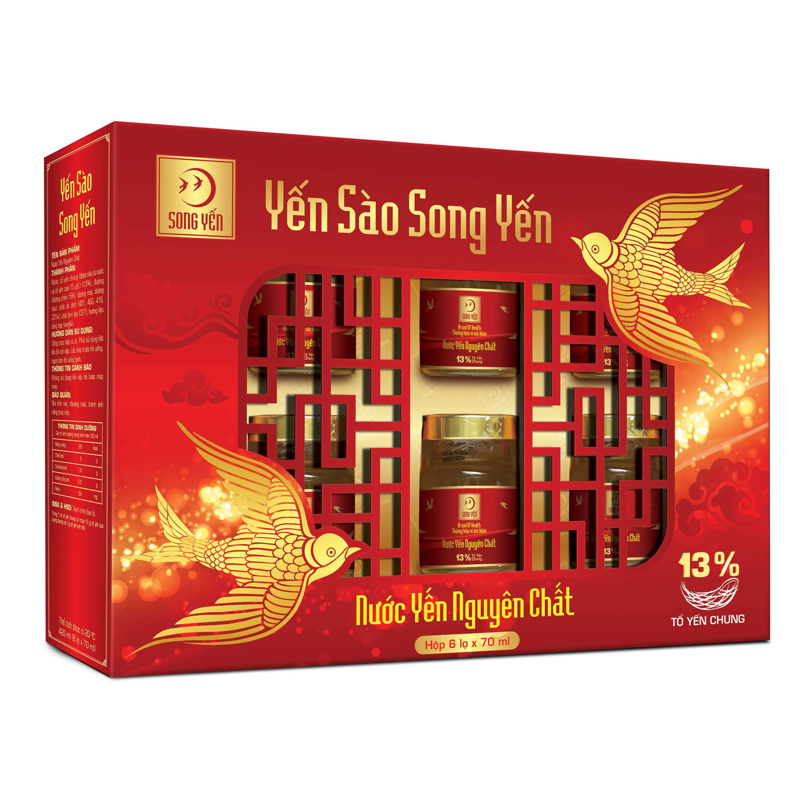 Nước Yến Nguyên Chất (Tổ yến chưng 13%) Hộp 6x70ml